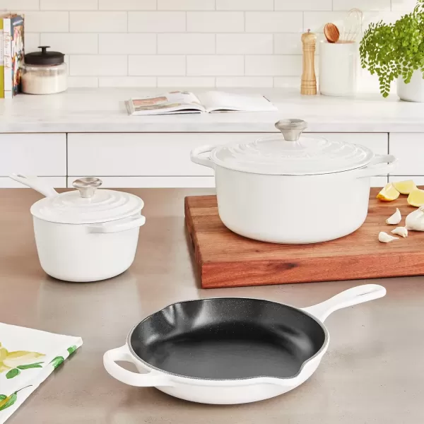 imageLe Creuset Signature Enameled CastIron Cookware Set 10Piece WhiteWhite