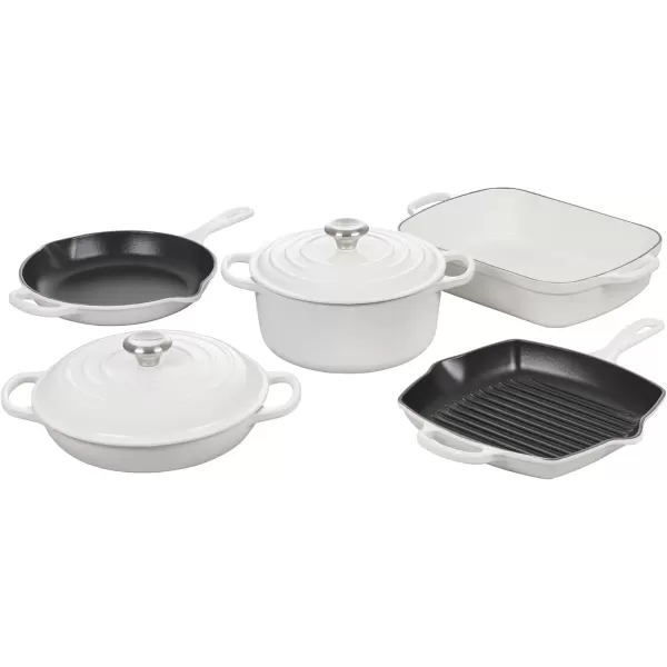 imageLe Creuset Signature Enameled CastIron Cookware Set 10Piece WhiteWhite