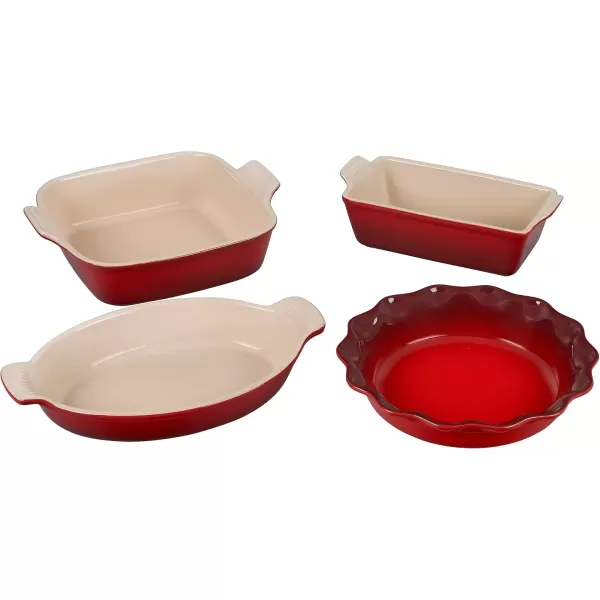 imageLe Creuset Stoneware 4 PC Heritage Bakeware Set OysterCerise