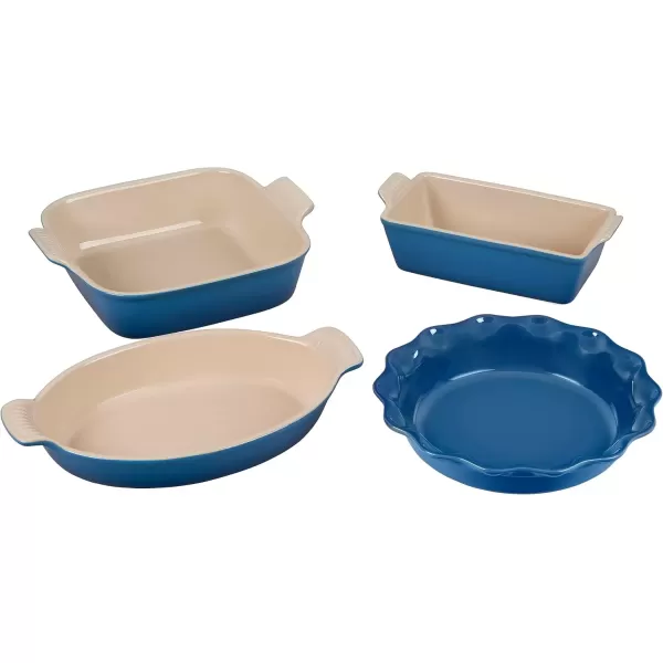 imageLe Creuset Stoneware 4 PC Heritage Bakeware Set OysterMarseille