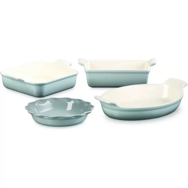 imageLe Creuset Stoneware 4 PC Heritage Bakeware Set OysterSea Salt