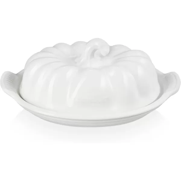 imageLe Creuset Stoneware Pumpkin Butter Dish PersimmonWhite