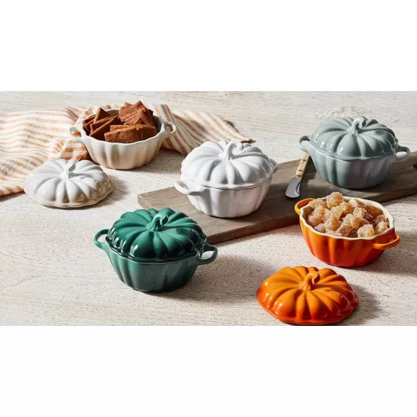 imageLe Creuset Stoneware Pumpkin Mini Cocotte 12 oz OliveArtichaut