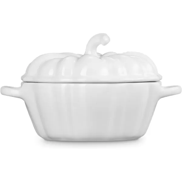 imageLe Creuset Stoneware Pumpkin Mini Cocotte 12 oz OliveWhite