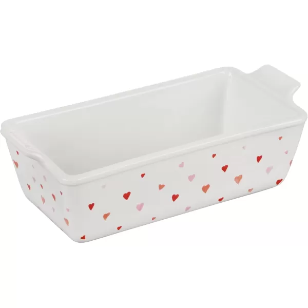 imageLe Creuset LAmour Collection Stoneware Loaf Pan 9quot x 5quot White With Heart Applique