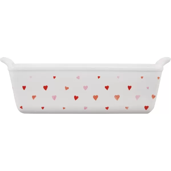 imageLe Creuset LAmour Collection Stoneware Loaf Pan 9quot x 5quot White With Heart Applique