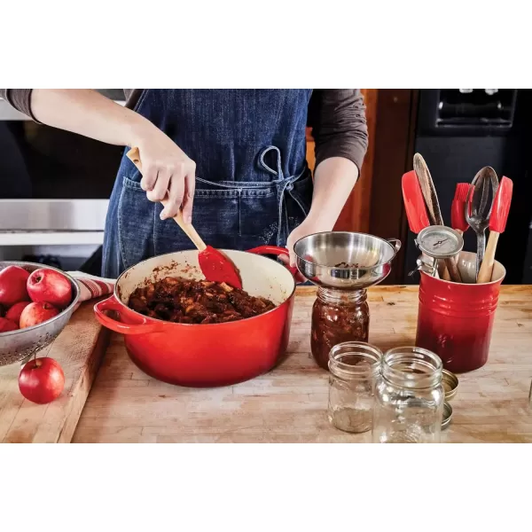 imageLe Creuset Silicone Craft Series Utensil Set with Stoneware Crock 5 pc CeriseCerise