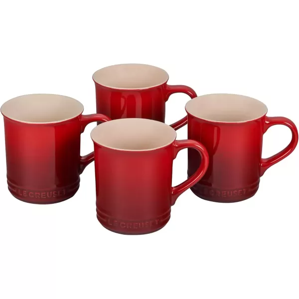 imageLe Creuset Stoneware Set of 4 Mugs 14 oz each ArtichautCerise