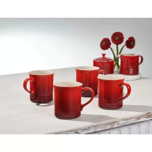 imageLe Creuset Stoneware Set of 4 Mugs 14 oz each ArtichautCerise
