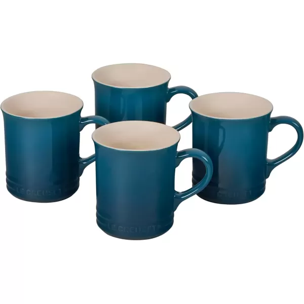 imageLe Creuset Stoneware Set of 4 Mugs 14 oz each ArtichautDeep Teal