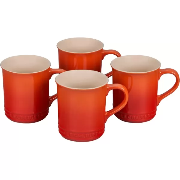 imageLe Creuset Stoneware Set of 4 Mugs 14 oz each ArtichautFlame