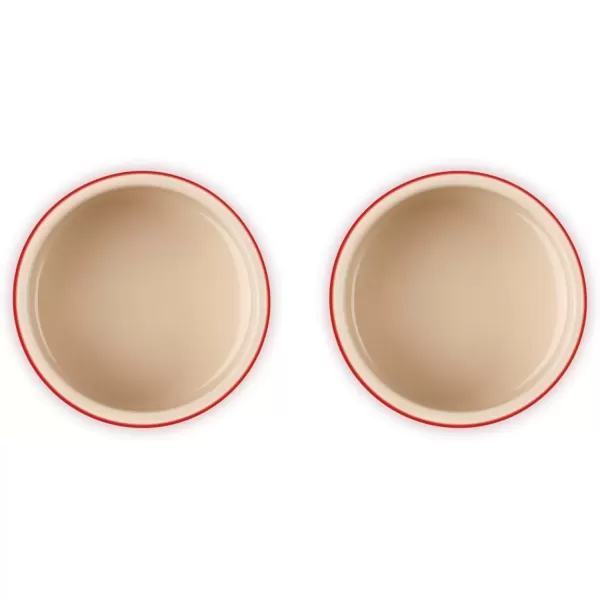 imageLe Creuset Stoneware Round Ramekin Straight Wall Set of 2 675oz Each WhiteCerise