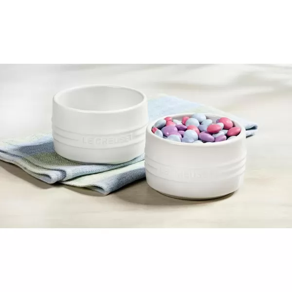 imageLe Creuset Stoneware Round Ramekin Straight Wall Set of 2 675oz Each WhiteSea Salt