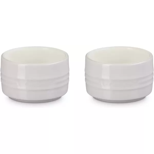 imageLe Creuset Stoneware Round Ramekin Straight Wall Set of 2 675oz Each WhiteShallot