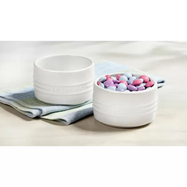 imageLe Creuset Stoneware Round Ramekin Straight Wall Set of 2 675oz Each WhiteWhite