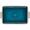 imageLe Creuset Stoneware Heritage Covered Rectangular Casserole 4 qt 12quot x 9quot WhiteDeep Teal