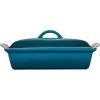 imageLe Creuset Stoneware Heritage Covered Rectangular Casserole 4 qt 12quot x 9quot WhiteDeep Teal