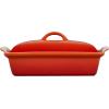 imageLe Creuset Stoneware Heritage Covered Rectangular Casserole 4 qt 12quot x 9quot WhiteFlame