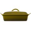 imageLe Creuset Stoneware Heritage Covered Rectangular Casserole 4 qt 12quot x 9quot WhiteOlive