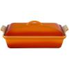 imageLe Creuset Stoneware Heritage Covered Rectangular Casserole 4 qt 12quot x 9quot WhiteFlame