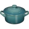 imageLe Creuset Stoneware Set of 4 Mini Cocottes with Cookbook 8 oz each CaribbeanCaribbean