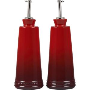 imageLe Creuset Signature Stoneware Oil ampamp Vinegar set 10 oz each WhiteCerise