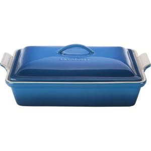imageLe Creuset Stoneware Heritage Covered Rectangular Casserole 4 qt 12quot x 9quot WhiteMarseille