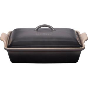 imageLe Creuset Stoneware Heritage Covered Rectangular Casserole 4 qt 12quot x 9quot WhiteOyster