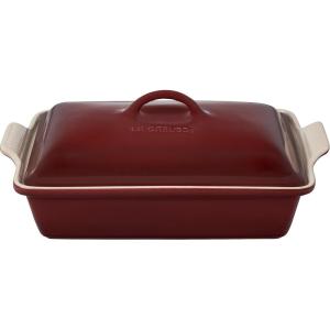 imageLe Creuset Stoneware Heritage Covered Rectangular Casserole 4 qt 12quot x 9quot WhiteRhone