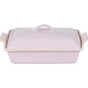 imageLe Creuset Stoneware Heritage Covered Rectangular Casserole 4 qt 12quot x 9quot WhiteShallot