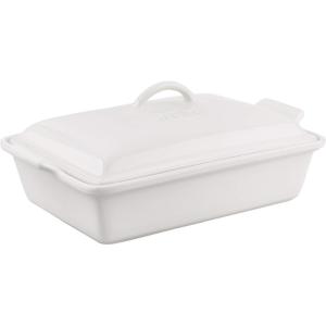 imageLe Creuset Stoneware Heritage Covered Rectangular Casserole 4 qt 12quot x 9quot WhiteWhite