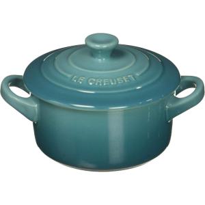 imageLe Creuset Stoneware Set of 4 Mini Cocottes with Cookbook 8 oz each CaribbeanCaribbean
