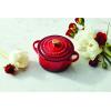 imageLe Creuset Stoneware Mini Round Cocotte 8oz White with Gold Heart KnobCerise
