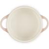 imageLe Creuset Stoneware Mini Round Cocotte 8oz White with Gold Heart KnobPeche