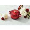 imageLe Creuset Stoneware Mini Round Cocotte 8oz White with Gold Heart KnobPeche