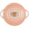 imageLe Creuset Stoneware Mini Round Cocotte 8oz White with Gold Heart KnobPeche