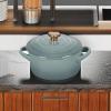 imageLe Creuset Stoneware Mini Round Cocotte 8oz White with Gold Heart KnobSea Salt