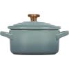imageLe Creuset Stoneware Mini Round Cocotte 8oz White with Gold Heart KnobSea Salt
