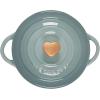 imageLe Creuset Stoneware Mini Round Cocotte 8oz White with Gold Heart KnobSea Salt