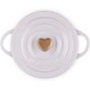 imageLe Creuset Stoneware Mini Round Cocotte 8oz White with Gold Heart KnobShallot