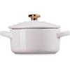 imageLe Creuset Stoneware Mini Round Cocotte 8oz White with Gold Heart KnobShallot