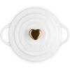imageLe Creuset Stoneware Mini Round Cocotte 8oz White with Gold Heart KnobWhite