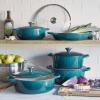 imageLe Creuset Enameled Cast Iron Signature Rectangular Roaster 7 qt 128quot x 187quot CeriseDeep Teal