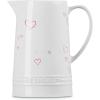 imageLe Creuset Mon Coeur Collection Stoneware Signature Pitcher 16 Qt White with Hearts