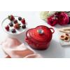 imageLe Creuset Signature Enameled Cast Iron Figural Heart Cocotte 2 Quart Sea Salt with Stainless Steel KnobCerise