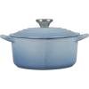 imageLe Creuset Signature Enameled Cast Iron Figural Heart Cocotte 2 Quart Sea Salt with Stainless Steel KnobCoastal Blue