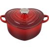 imageLe Creuset Signature Enameled Cast Iron Figural Heart Cocotte 2 Quart Sea Salt with Stainless Steel KnobCerise