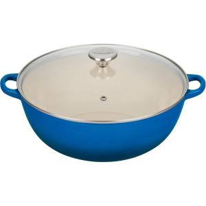 imageLe Creuset Enameled Cast Iron Chefs Oven with Glass Lid 75 qt CeriseMarseille