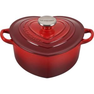 imageLe Creuset Signature Enameled Cast Iron Figural Heart Cocotte 2 Quart Sea Salt with Stainless Steel KnobCerise