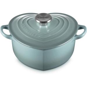 imageLe Creuset Signature Enameled Cast Iron Figural Heart Cocotte 2 Quart Sea Salt with Stainless Steel KnobSea Salt